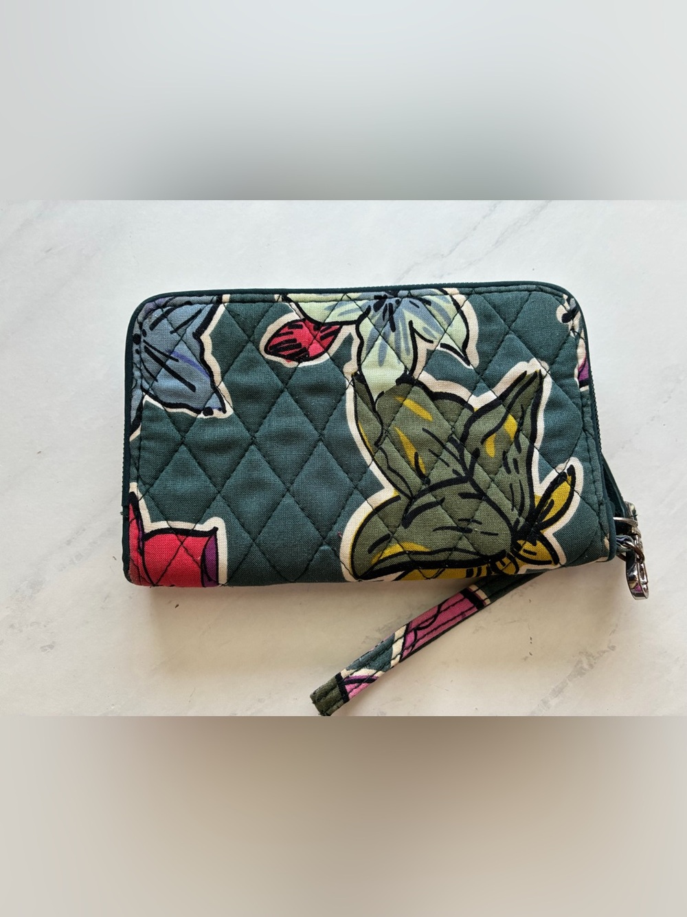 Vera Bradley Quilted Floral Wristlet Wallet - Green, Purple, Pink, Yellow - Picture 2 of 6